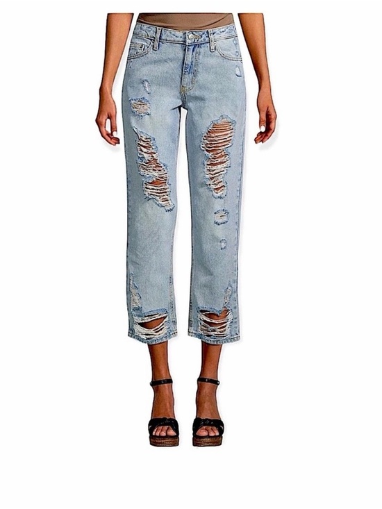 Anthropologie Denim - Anthropologie Avec Les Filles Light Blue Distressed Cropped Girlfriend Jeans